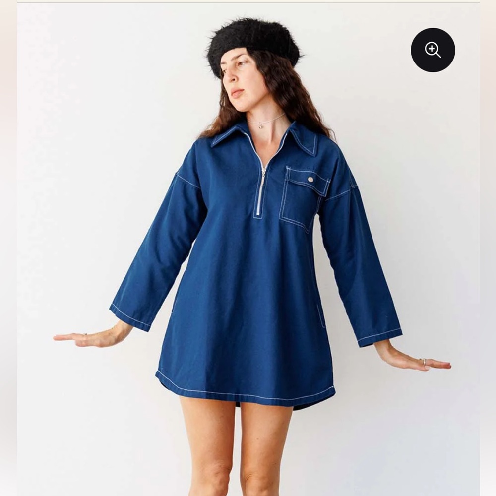 NWT Noble Navy Long Sleeve Shirt Dress